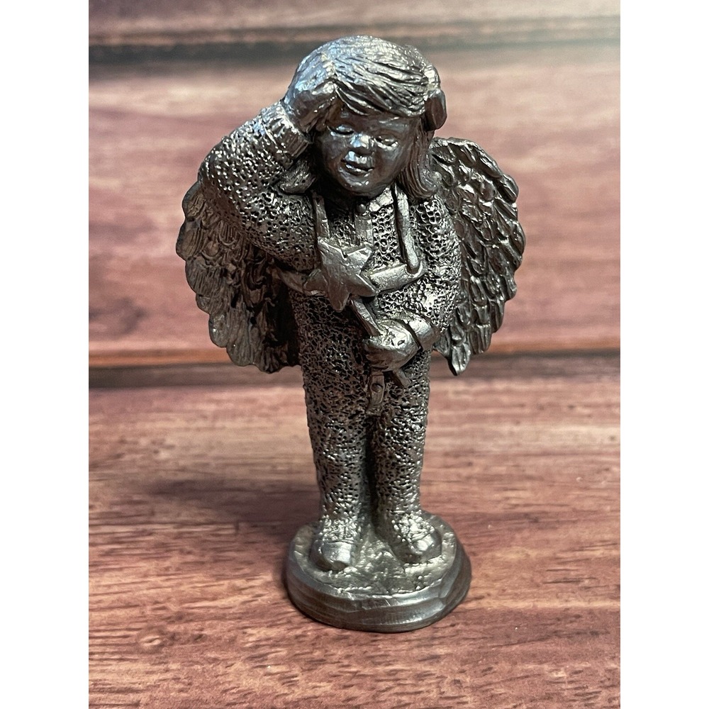 Michael Ricker Pewter Winged Angel with Star Wand Figurine